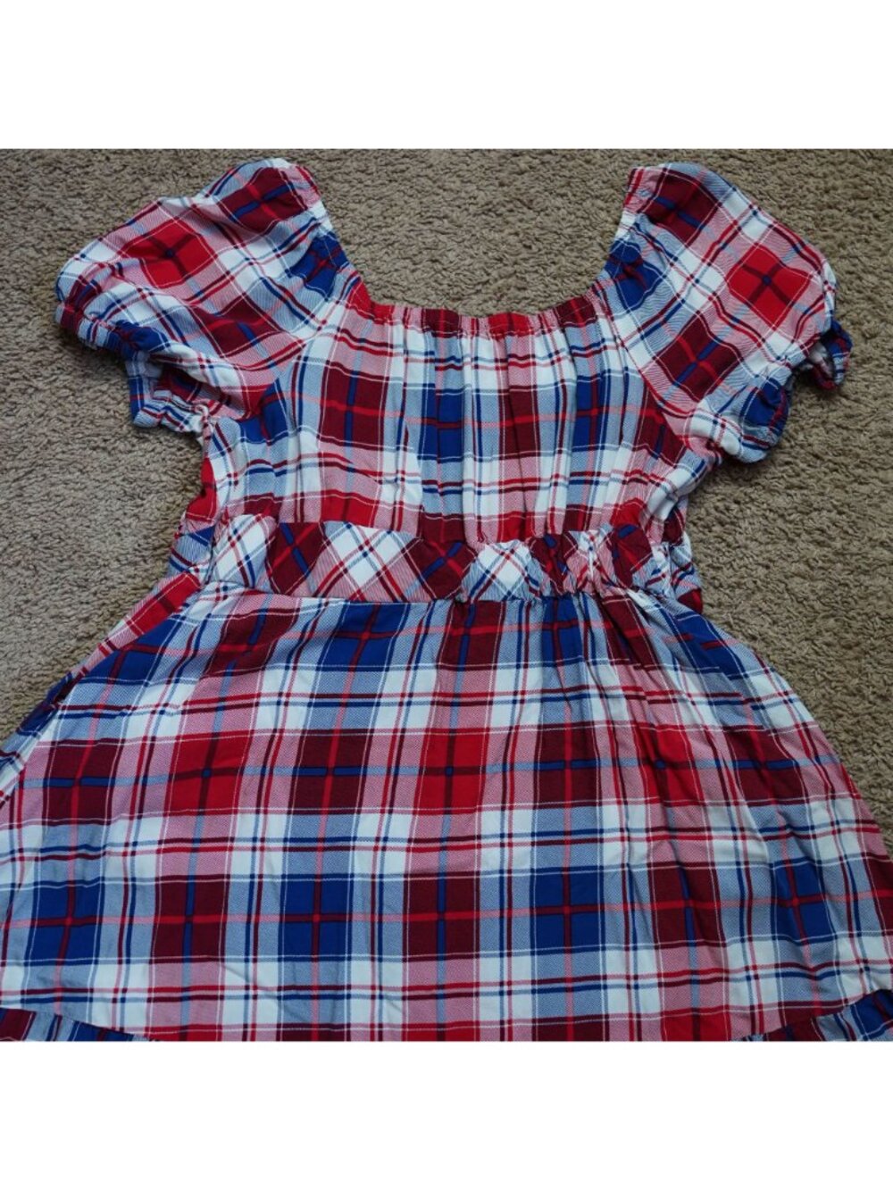 Torrid Tiered Midi Dress Womens Size 1 Plaid Puff Sleeve Cottagecore Peasant - Picture 4 of 12
